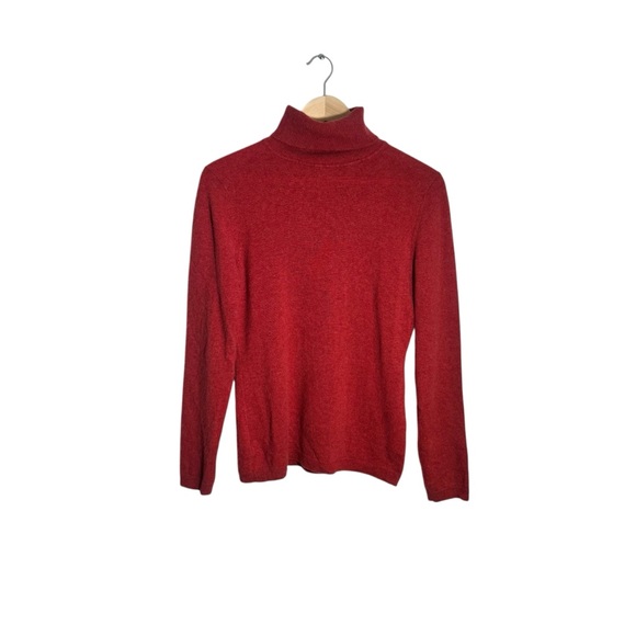 Garnet Hill Cashmere Turtleneck Sweater Rose Pink Knit Quiet Luxury Size Medium - Picture 3 of 7